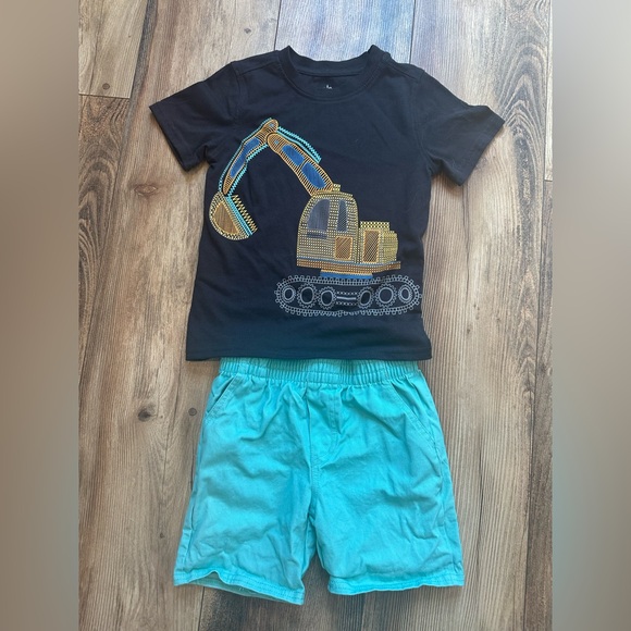 Kids Headquarters Black T-Shirt and Blue Shorts Outfit Boys 3T Construction - Picture 1 of 4